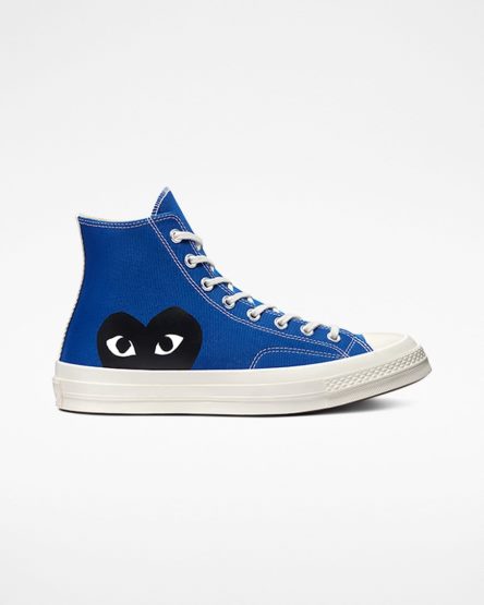 Tenis Converse x Comme des Garçons PLAY Chuck 70 Cano Alto Feminino Azuis Pretas | PT A0T581P